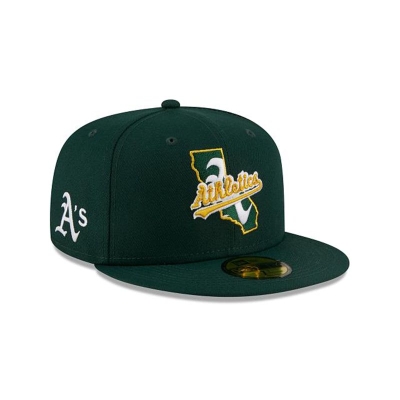 Green Oakland Athletics Hat - New Era MLB Local 59FIFTY Fitted Caps USA2879465